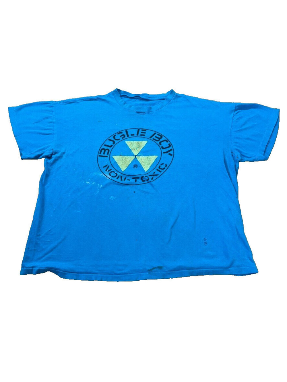 VTG Bugle Boy Radioactive Distressed Boxy Blue Shirt XL 90s